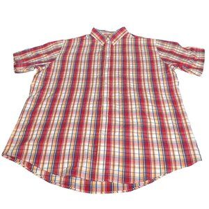 Croft & Barrow 2xL Plaid Button-Down Short Sleeves Shirt Red Blue Western‎ Wear